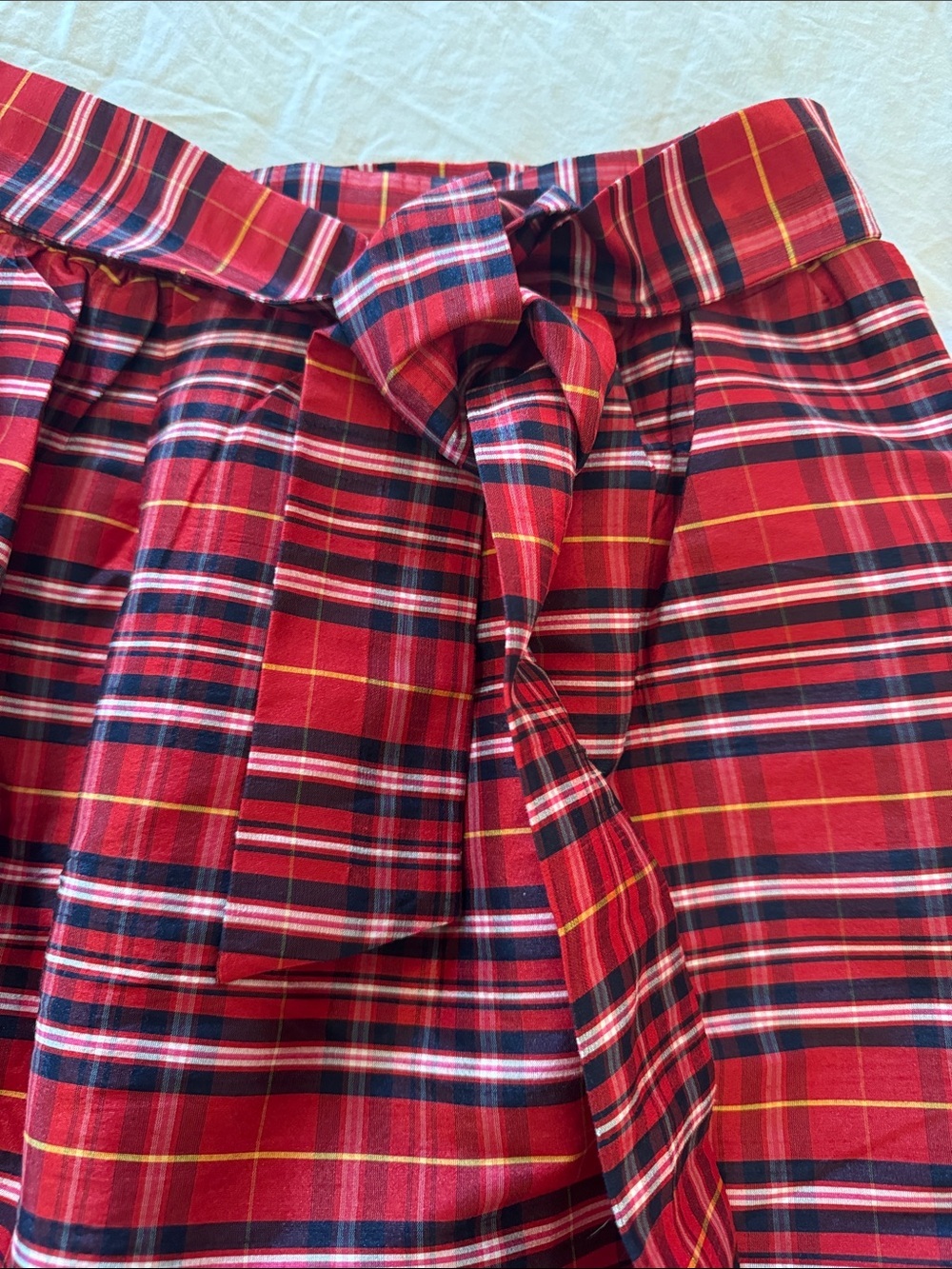 Crown & Ivy Red Plaid Tie-Belt Side Zip Holiday Mini Skirt - Picture 6 of 9